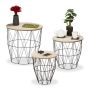 Set of 3 tables, black/light brown