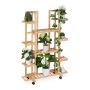 Flower stand on wheels with 9 shelves 130x89x30cm., light brown/black