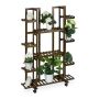 Flower stand on wheels with 9 shelves 130x89x30cm., brown/black