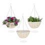 Set of 3 hanging pots 12x25cm., beige/silver color