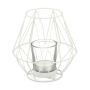 Metal candle holder 14x14cm., white color