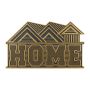 Gumijas durvju paklājiņš "Home" mājas formas 75x45 cm., dzeltens/melns
