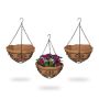 Set of 3 hanging pots 48x31cm., black/light brown/silver color