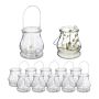 Set of 12 transparent candlesticks 18x10x8.5cm., silver color