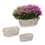 Set of 3 garden pots, light brown/white