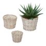 Set of 3 garden pots, light brown/white