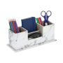 Marmora izskata rakstāminstrumentu organizators 11x29,5x11 cm., balts/pelēks