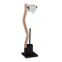 Toilet paper holder with toilet brush 75x18.5x18.5cm., black/light brown
