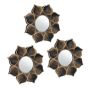 Set of 3 hanging mirrors 25x2cm., gold/black