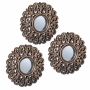 Set of 3 hanging mirrors 24x2cm., copper/black