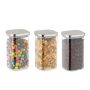 Set of 3 transparent containers for bulk products 18x10.5x10.5cm, 1.2L., silver color
