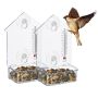 Set of 2 transparent feeders 17x11.5x5cm., red color