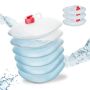 Set of 4 collapsible transparent water canisters with faucet 25x24x27cm., red/white
