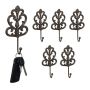 Set of 6 wall hooks 17x8.5x4.5cm., brown
