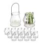 Set of 16 transparent candlesticks 18x10x8.5cm., black color