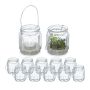 Set of 12 transparent candlesticks 9x8.5cm., silver color