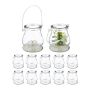 Set of 12 transparent candlesticks 18x10x8.5cm., silver color