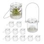 Set of 12 transparent candlesticks 7x6cm., silver color
