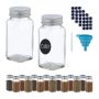 Set of 16 transparent spice jars 11x4x4cm., silver color
