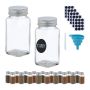 Set of 20 transparent spice jars 11x4x4cm., silver color