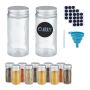 Set of 12 transparent spice jars 9.5x4cm., silver color