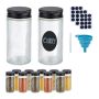 Set of 12 transparent spice jars 9.5x4.5cm, black