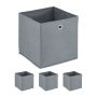 Set of 4 foldable boxes 30x30x30cm., gray/silver color