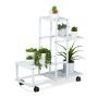 Flower stand with 4 shelves on wheels 60.5x61.5x26cm., white/black