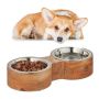 Bowls with stand 8x39.5x18cm., light brown/silver color
