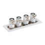 Set of 4 candlesticks and tray, white/light brown/black