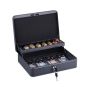 Cash box with coin counting board, gray