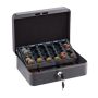 Cash box with coin counting board, gray