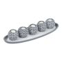 Set of 5 candle holders and tray, light grey/white