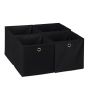 Set of 4 foldable boxes 30x30x30cm., black/silver