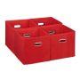 Set of 4 folding boxes 30x30x30cm., red/silver color