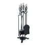Set of 4 fireplace tools and stand 66x21x21cm., black/silver