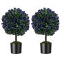 Set of 2 artificial rose trees 15x55cm, assorted colors