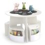 Children's table with 4 chairs, white
