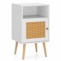 Bedside table 40x40x70cm., white/light brown