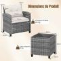 3-piece rattan patio furniture set with 2 chairs and side table, white