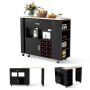 Kitchen island on casters 120x40x100cm., black/light brown