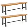 Set of 2 garden benches 160x32x45cm., light brown/black