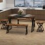 5-piece dining set, for 4-6 people, with rectangular table and 2 benches, brown