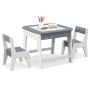 Children's table with chairs, gray/white