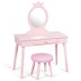 Children's dressing table with chair, pink