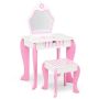 Children's dressing table with stool, pink/white