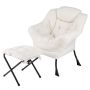 Armchair with footstool, beige/black