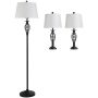 2 galda lampu un stāvlampas komplekts Homcom, melns/balts