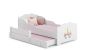 Children's double bed Anna with mattress and safety barrier 164x85x63 / 145x80x15cm, unicorn