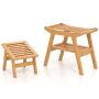 Shower stool with footrest, light brown